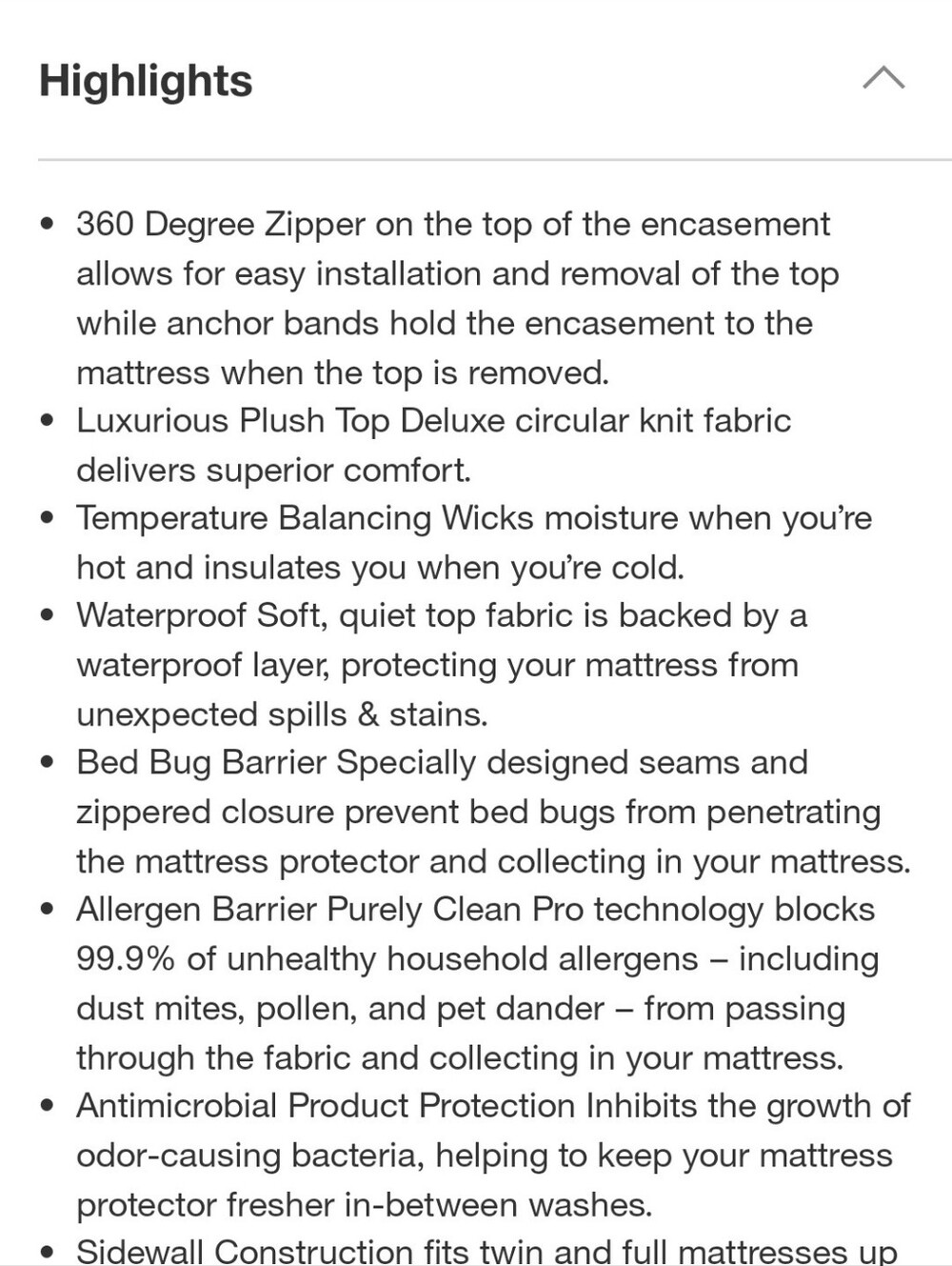 Allerease Platinum Queen Zip-Off Plush Top Waterproof Allergen and Bedbug Barrie - Picture 8 of 15